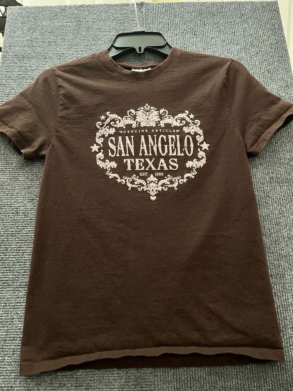 Port & Company San Angelo Texas Graphic T-Shirt Size S Brown